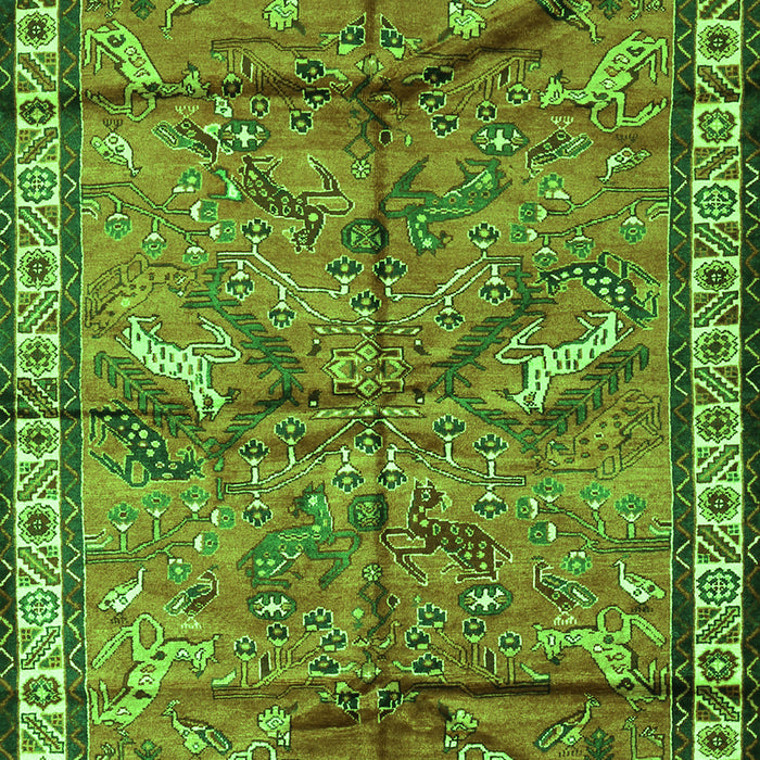 Animal Green Traditional Rug, tr2595grn