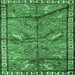 Square Machine Washable Animal Emerald Green Traditional Area Rugs, wshtr2595emgrn
