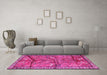 Machine Washable Animal Pink Traditional Rug in a Living Room, wshtr2595pnk