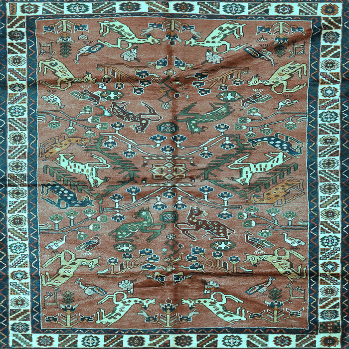 Square Animal Light Blue Traditional Rug, tr2595lblu