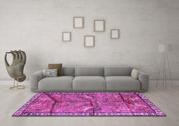 Machine Washable Animal Purple Traditional Area Rugs in a Living Room, wshtr2595pur