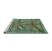 Sideview of Machine Washable Animal Turquoise Traditional Area Rugs, wshtr2595turq