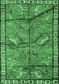 Animal Emerald Green Traditional Rug, tr2595emgrn