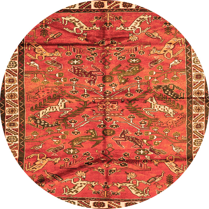 Machine Washable Animal Orange Traditional Area Rugs, wshtr2595org