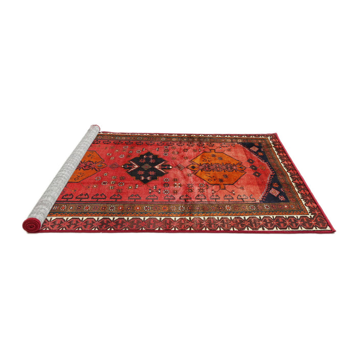 Sideview of Machine Washable Traditional Red Rug, wshtr2596