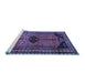 Sideview of Machine Washable Persian Blue Traditional Rug, wshtr2596blu