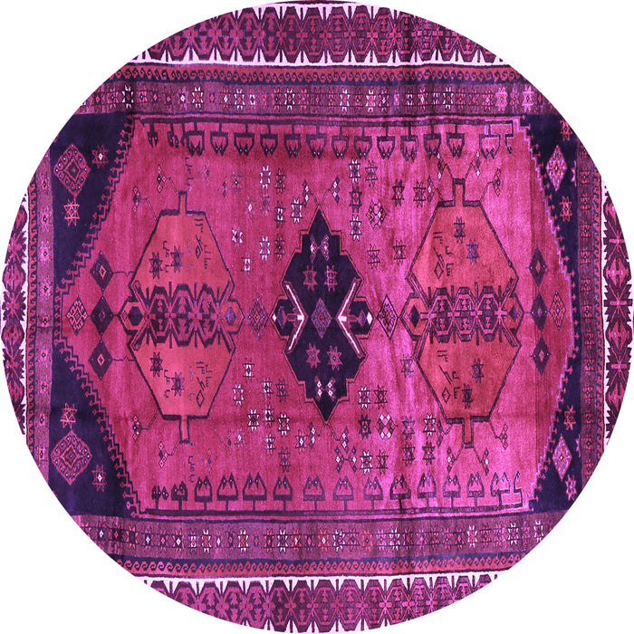 Round Machine Washable Persian Purple Traditional Area Rugs, wshtr2596pur