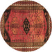 Round Machine Washable Persian Brown Traditional Rug, wshtr2596brn