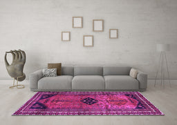 Machine Washable Persian Purple Traditional Area Rugs in a Living Room, wshtr2596pur