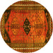Round Persian Yellow Traditional Rug, tr2596yw
