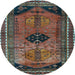 Round Persian Light Blue Traditional Rug, tr2596lblu
