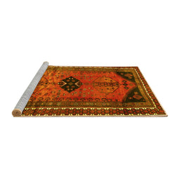 Sideview of Machine Washable Persian Yellow Traditional Rug, wshtr2596yw