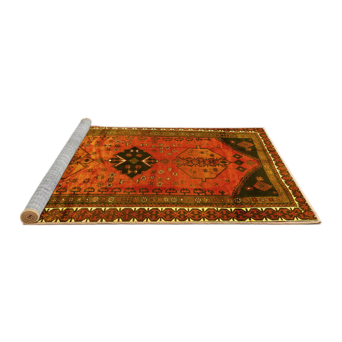 Sideview of Machine Washable Persian Yellow Traditional Rug, wshtr2596yw