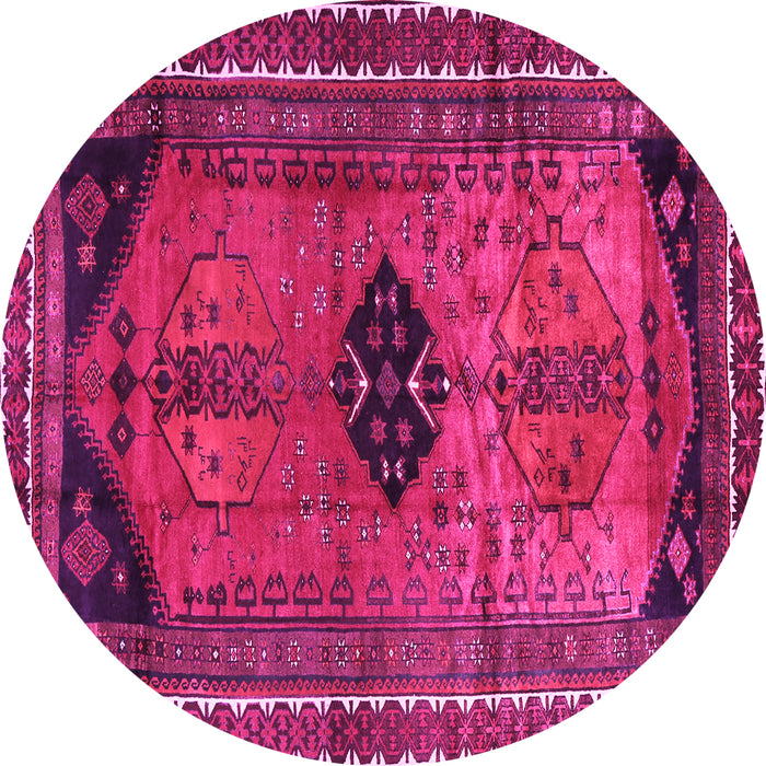 Round Persian Pink Traditional Rug, tr2596pnk