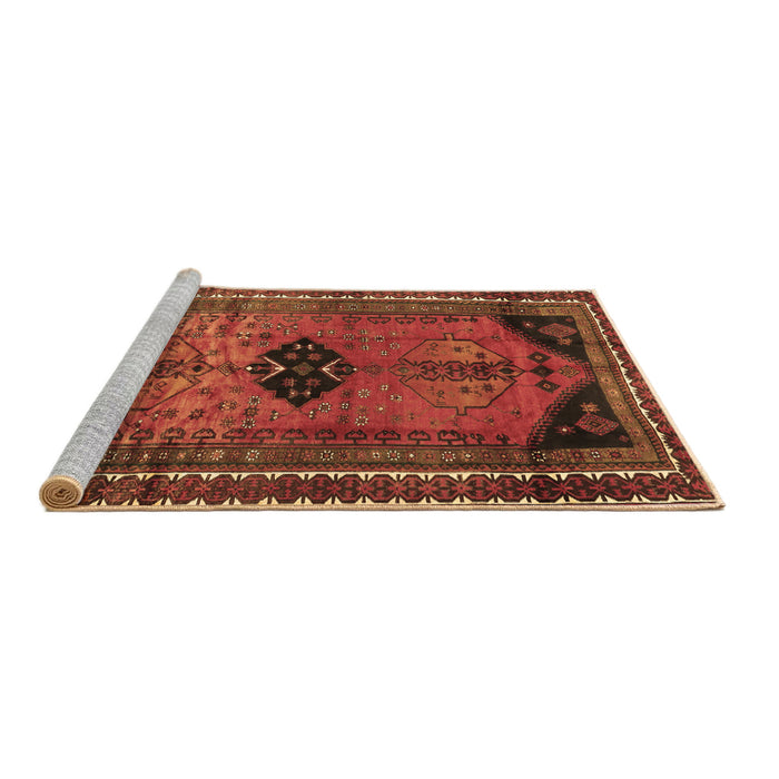 Sideview of Machine Washable Persian Brown Traditional Rug, wshtr2596brn