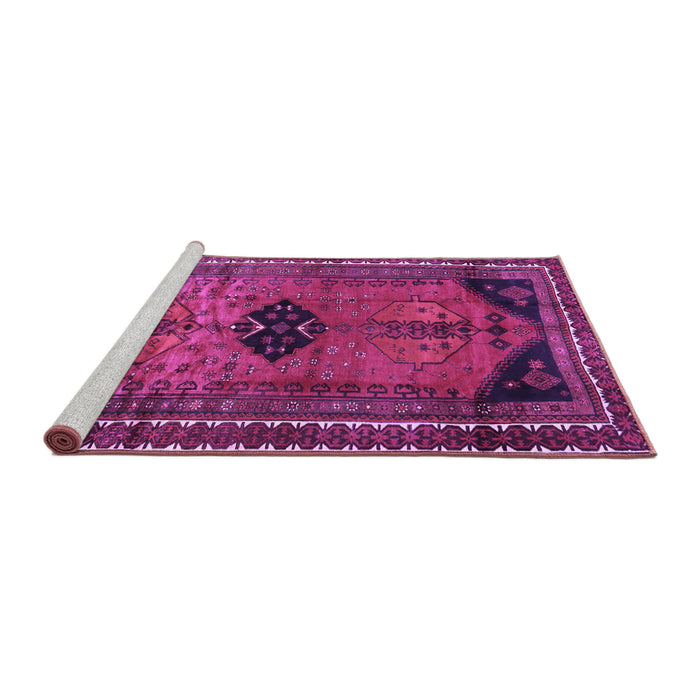 Sideview of Machine Washable Persian Purple Traditional Area Rugs, wshtr2596pur