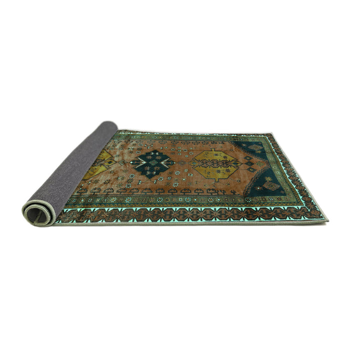 Sideview of Persian Turquoise Traditional Rug, tr2596turq
