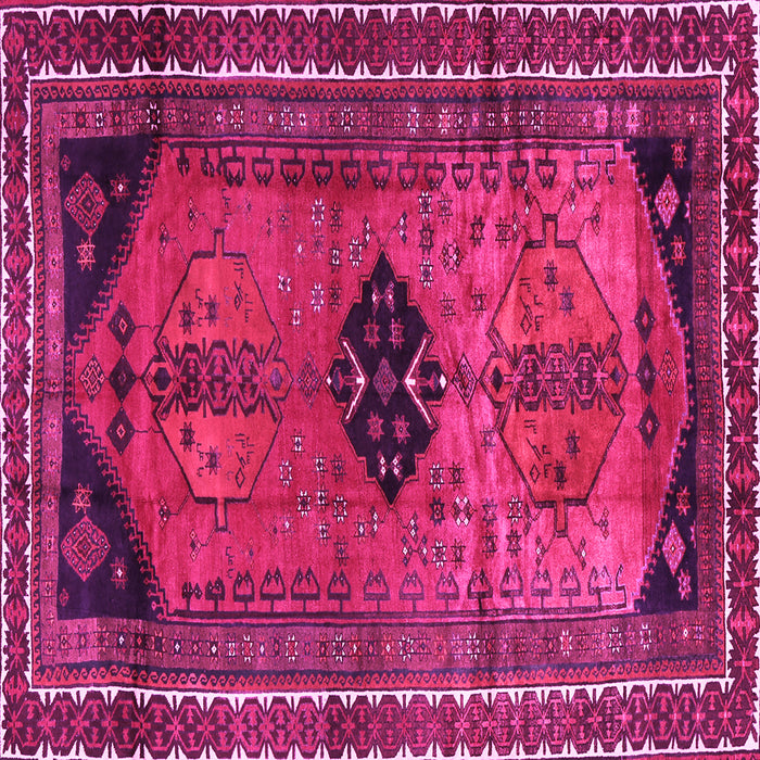 Square Machine Washable Persian Pink Traditional Rug, wshtr2596pnk