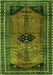 Serging Thickness of Machine Washable Persian Green Traditional Area Rugs, wshtr2596grn