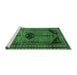 Sideview of Machine Washable Persian Emerald Green Traditional Area Rugs, wshtr2596emgrn