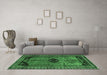 Machine Washable Persian Emerald Green Traditional Area Rugs in a Living Room,, wshtr2596emgrn