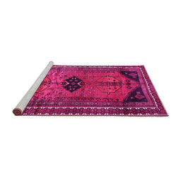 Sideview of Machine Washable Persian Pink Traditional Rug, wshtr2596pnk