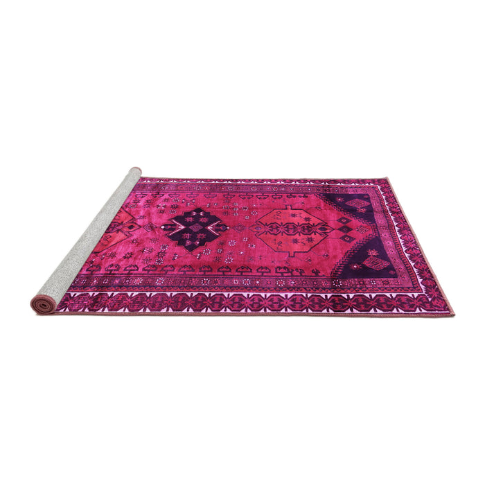 Sideview of Machine Washable Persian Pink Traditional Rug, wshtr2596pnk