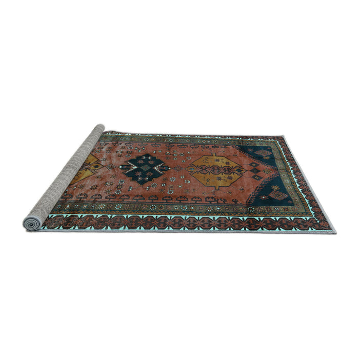 Sideview of Machine Washable Persian Light Blue Traditional Rug, wshtr2596lblu