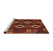 Sideview of Machine Washable Traditional Red Brown Rug, wshtr2597