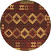 Round Southwestern Brown Country Rug, tr2597brn