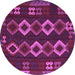 Round Southwestern Purple Country Rug, tr2597pur