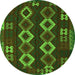 Machine Washable Southwestern Green Country Area Rugs, wshtr2597grn