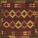 Square Machine Washable Southwestern Brown Country Rug, wshtr2597brn