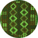 Square Southwestern Green Country Rug, tr2597grn