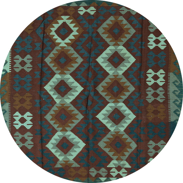 Round Southwestern Light Blue Country Rug, tr2597lblu