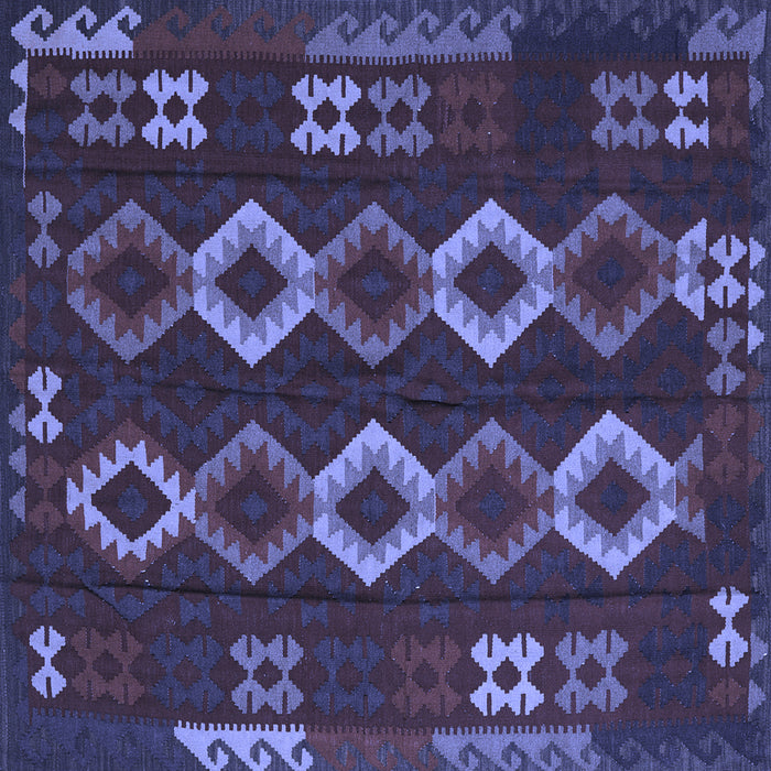 Square Machine Washable Southwestern Blue Country Rug, wshtr2597blu