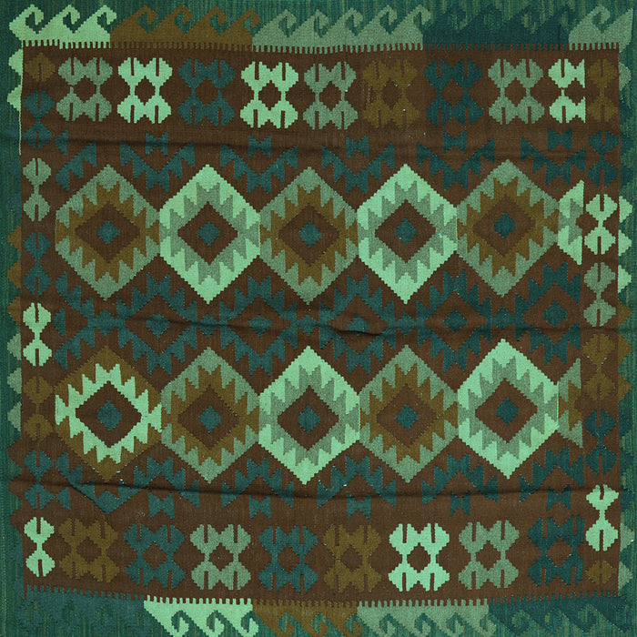 Square Southwestern Turquoise Country Rug, tr2597turq