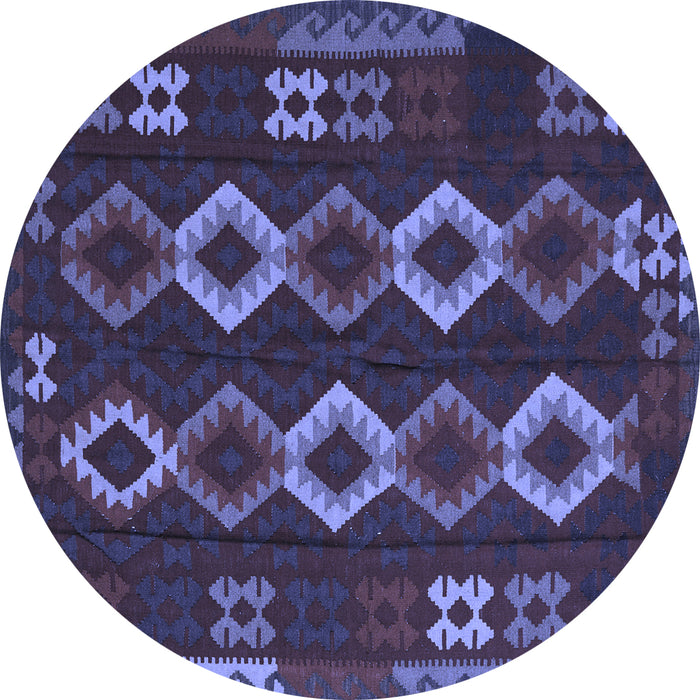 Round Southwestern Blue Country Rug, tr2597blu