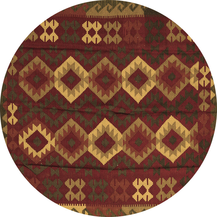 Round Machine Washable Southwestern Brown Country Rug, wshtr2597brn