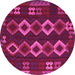 Round Southwestern Pink Country Rug, tr2597pnk