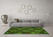 Machine Washable Southwestern Green Country Area Rugs in a Living Room,, wshtr2597grn
