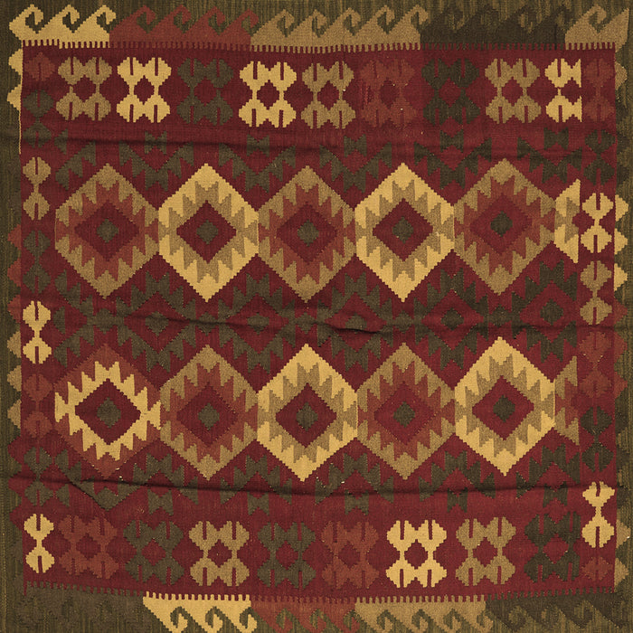 Square Southwestern Brown Country Rug, tr2597brn