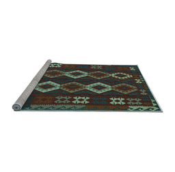 Sideview of Machine Washable Southwestern Light Blue Country Rug, wshtr2597lblu
