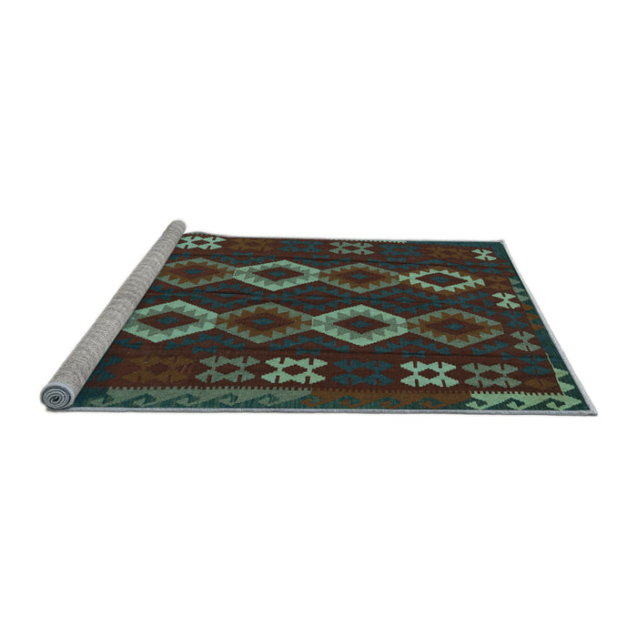Sideview of Machine Washable Southwestern Light Blue Country Rug, wshtr2597lblu