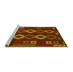 Sideview of Machine Washable Southwestern Yellow Country Rug, wshtr2597yw