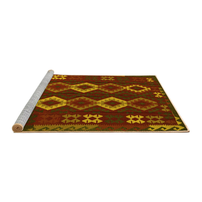 Sideview of Machine Washable Southwestern Yellow Country Rug, wshtr2597yw