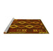 Sideview of Machine Washable Southwestern Yellow Country Rug, wshtr2597yw