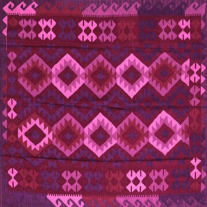 Square Machine Washable Southwestern Pink Country Rug, wshtr2597pnk