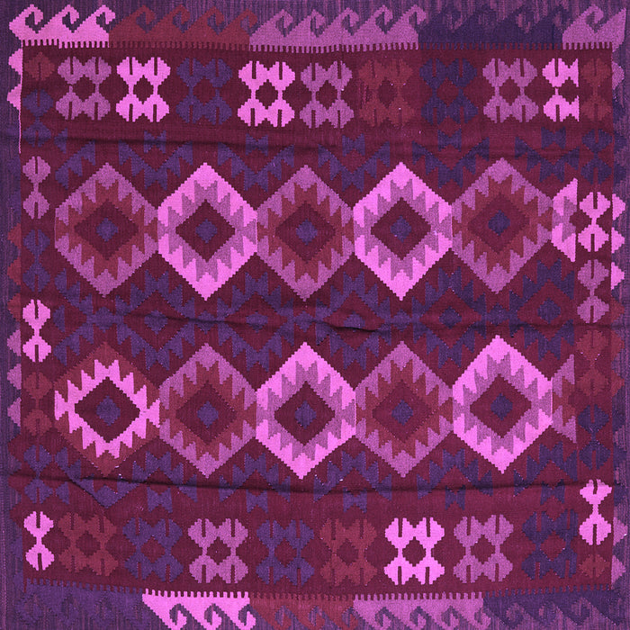 Square Machine Washable Southwestern Purple Country Area Rugs, wshtr2597pur