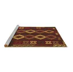 Sideview of Machine Washable Southwestern Brown Country Rug, wshtr2597brn
